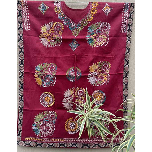 Asima Kantha Kaftan - Color: Red