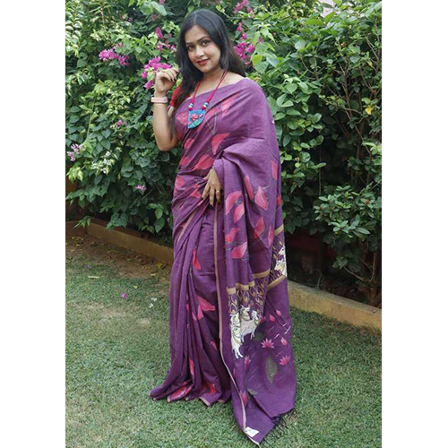 Padmawati Pichwai Painting Saree - Color: Purple