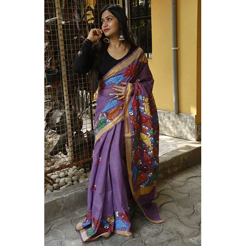 Matsya Pot Painting Saree - Color: Multi Colour