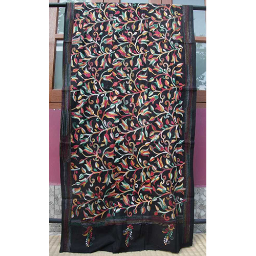 Panchami Kantha Cotton Dupatta - Color: Black