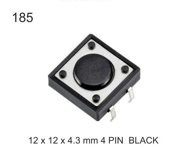 12X12X4.3 MM 4 PIN BLACK TACTILE SWITCH