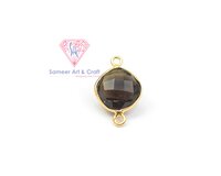 Natural Gemstone Cushion Shape 18K Gold Plated Double Bail Bezel Connector