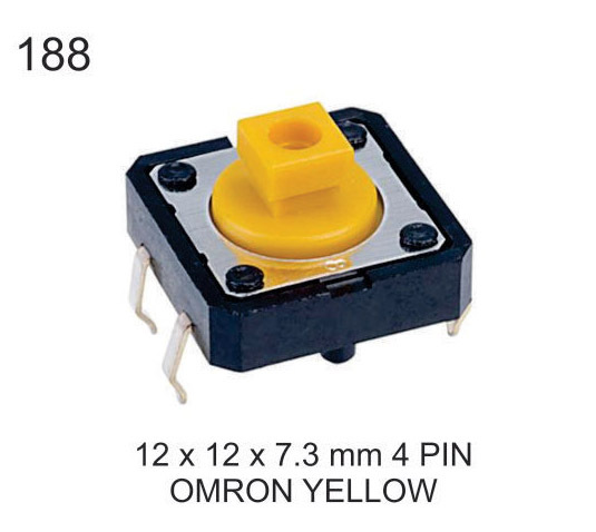 12X12X7.3 MM 4 PIN STEM BLACK TACTILE SWITCH
