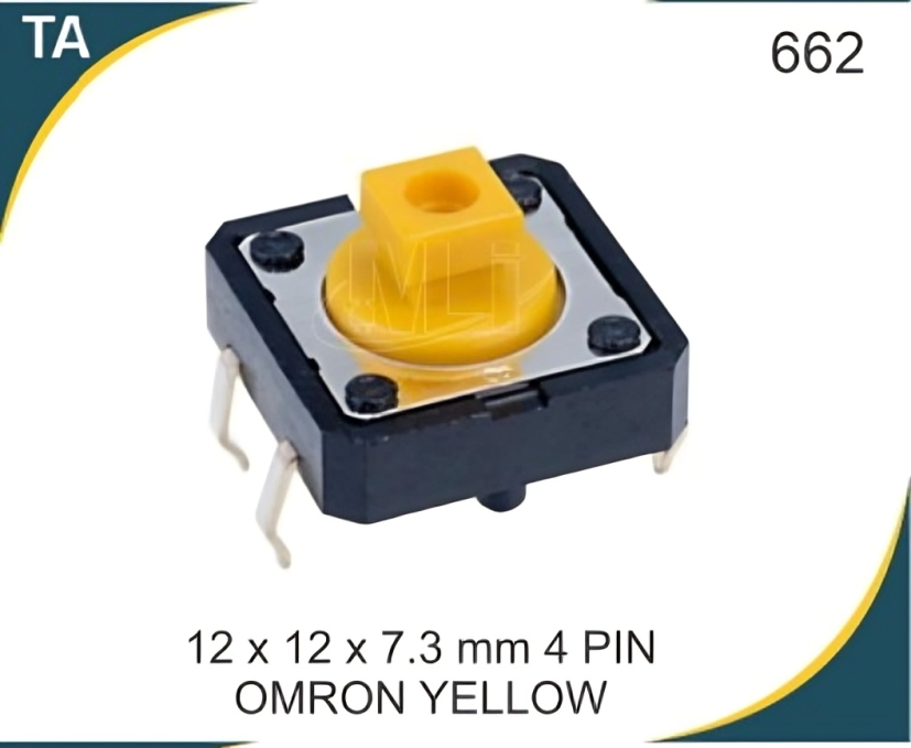 12X12X7.3 MM 4 PIN STEM BLACK TACTILE SWITCH