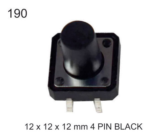 12x12x12 mm 4 PIN BLACK TACTILE SWITCH