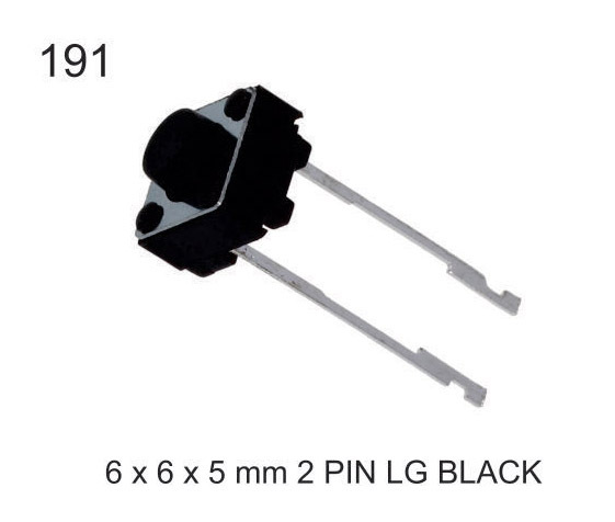6X6X5 MM2 PIN LG BLACK TACTILE SWITCH
