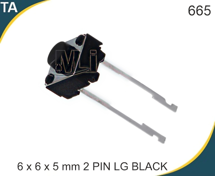 6X6X5 MM2 PIN LG BLACK TACTILE SWITCH