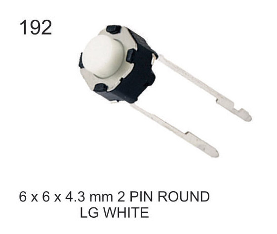 6x6x4.3 MM 2 PIN ROUND LG WHITE TACTILE SWITCH