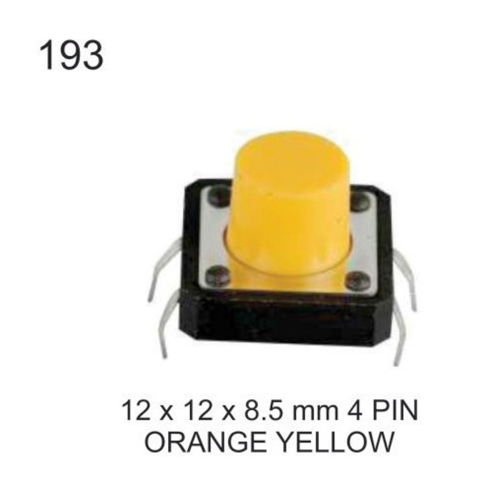 12X12X8.5 MM 4 PIN ORANGE YELLOW - Rated Voltage 3V , Yellow Orange Color for Enhanced Visibility and Reliable Performance