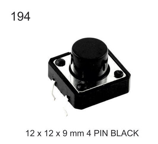 12X12X9 MM 4 PIN BLACK TACTILE SWITCH
