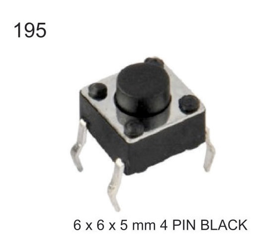 6X6X5  MM 4 PIN BLACK TACTILE SWITCH