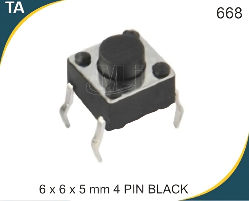 6X6X5  MM 4 PIN BLACK TACTILE SWITCH