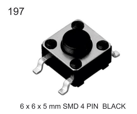 6X6X5 MM SMD 4 PIN BLACK TACTILE SWITCH
