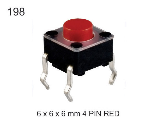 6X6X6  MM 4 PIN RED TACTILE SWITCH
