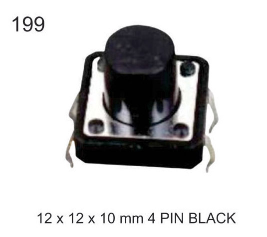 12X12X10 MM 4 PIN BLACK TACTILE SWITCH