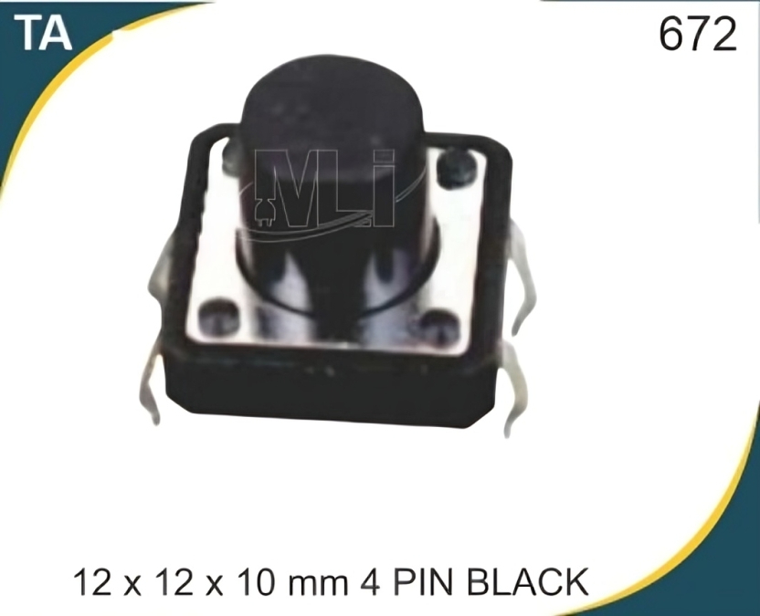 12X12X10 MM 4 PIN BLACK TACTILE SWITCH