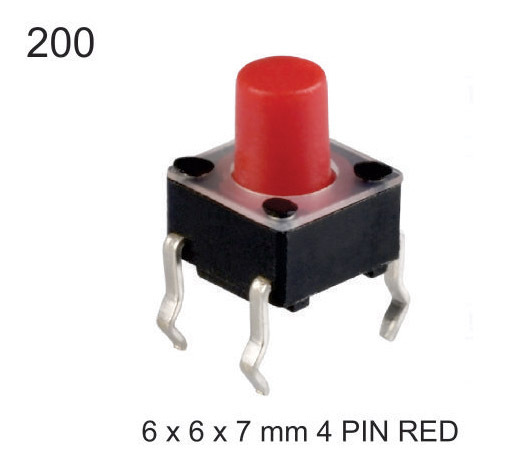 6X6X7 MM 4 PIN RED TACTILE SWITCH