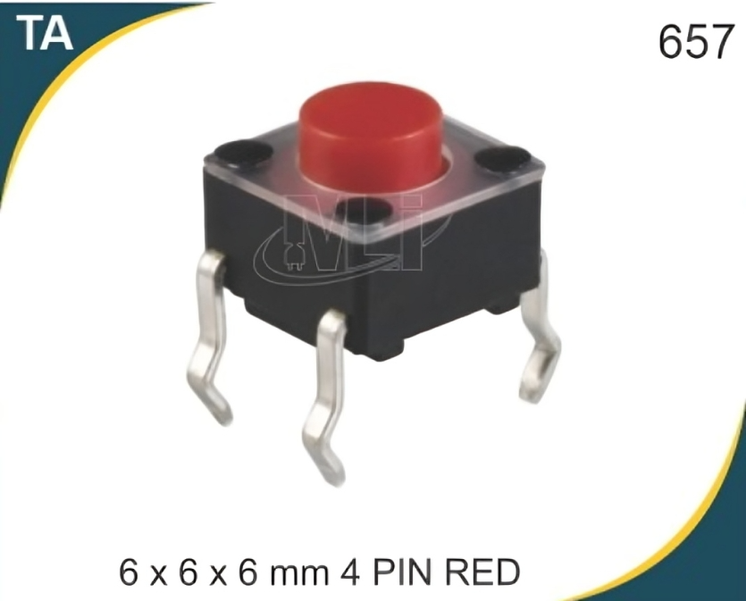 6X6X7 MM 4 PIN RED TACTILE SWITCH
