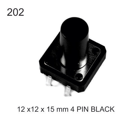 12X12X15 MM 4 PIN BLACK TACTILE SWITCH