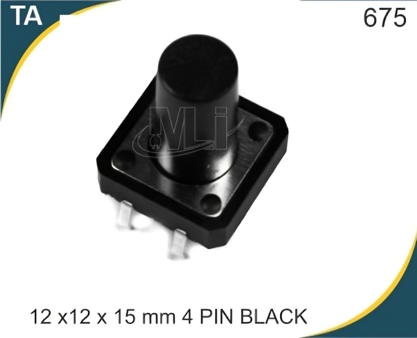 12X12X15 MM 4 PIN BLACK TACTILE SWITCH