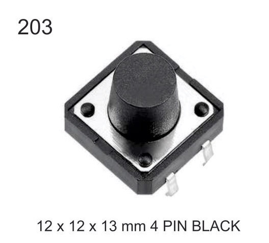 12X12X13 MM 4 PIN BLACK TACTILE SWITCH