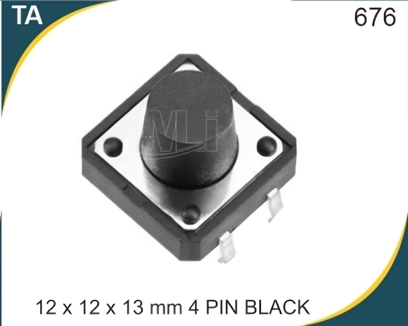 12X12X13 MM 4 PIN BLACK TACTILE SWITCH