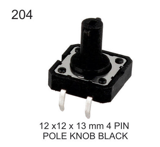 12X12X13 MM 4 PIN POLE KNOB BLACK TACTILE SWITCH