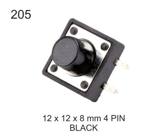 12X12X8 MM 4 PIN BLACK