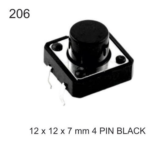 12X12X7 MM 4 PIN BLACK TACTILE SWITCH
