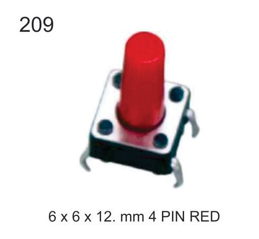 6X6X12 MM 4 PIN RED TACTILE SWITCH