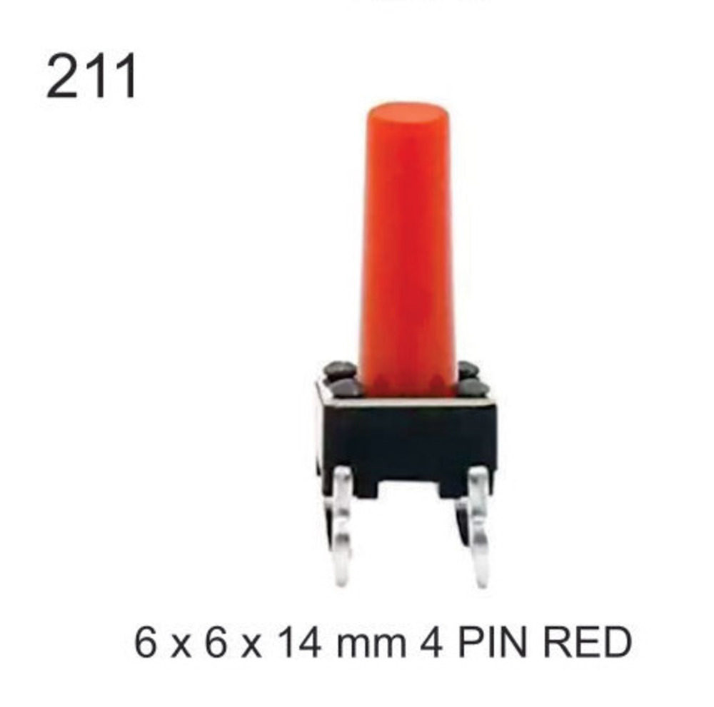 6X6X14 MM 4 PIN RED TACTILE SWITCH