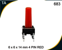 6x6x14 Mm 4 Pin Red Tactile Switch