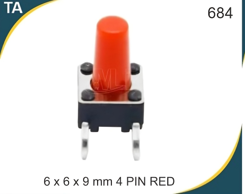 6X6X9 MM 4 PIN RED TACTILE SWITCH