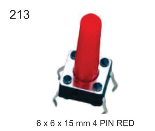 6X6X15 MM4 PIN RED TACTILE SWITCH