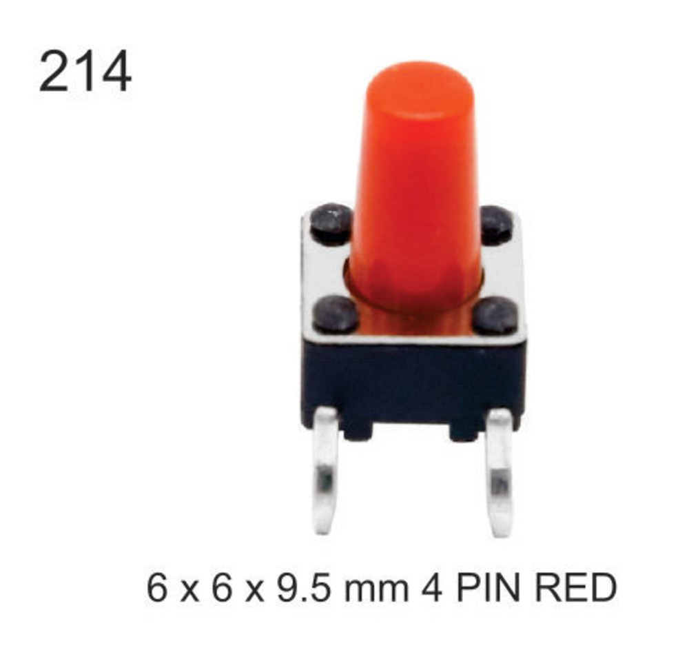 6X6X9.5 MM 4 PIN RED