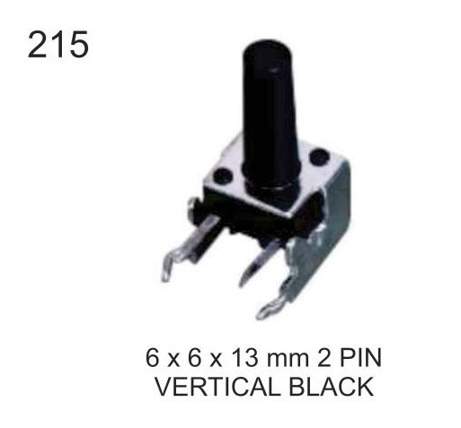 6X6613MM 2 PIM VERTICAL BLACK TACTILE SWITCH