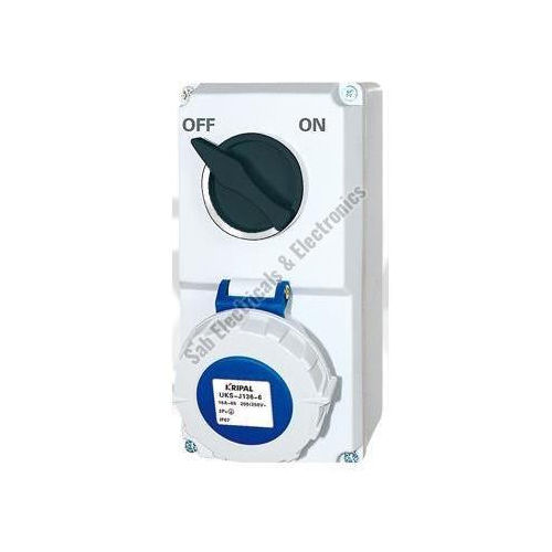 Ozo 16 Amp 32 Ampere Industrial Interlock Socket With Switch - Color: White