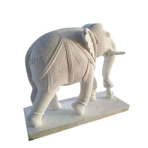 Marble Elephant Statue - Color: White