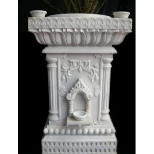 Marble Tulsi Pot - Color: White