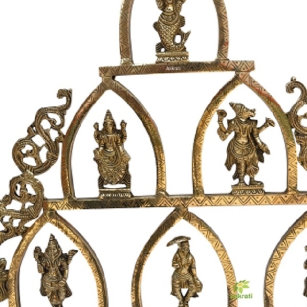 Dashavatara -Ten Incarnations- Avatars Of Lord Vishnu - Brass Statue - Home Decor