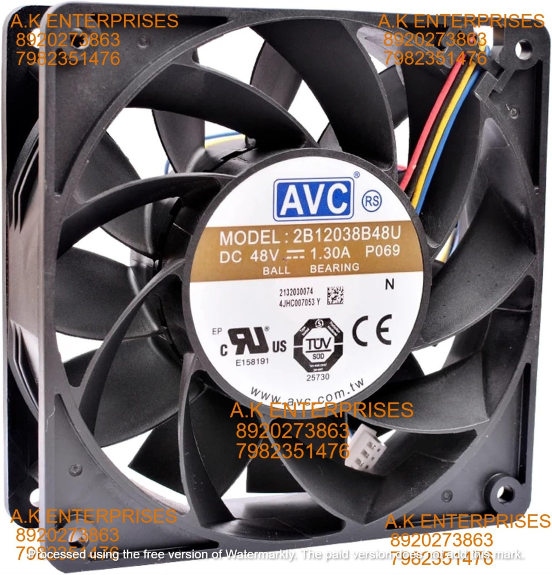 AVC 2B12038B48U 120mm 120x120x38mm 12cm DC48V 1.30A high Volume Cooling Fan for Server Cabinet