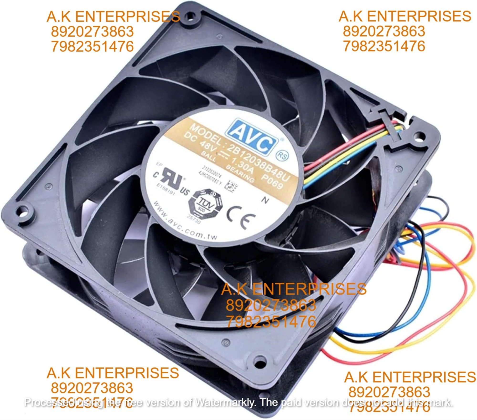 Avc 2b12038b48u 120mm 120x120x38mm 12cm Dc48v 1.30a High Volume Cooling Fan For Server Cabinet - Color: Black