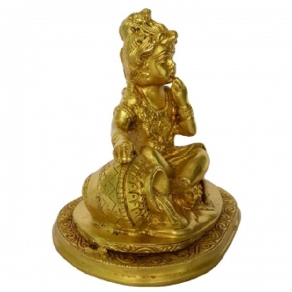 Manufacturer of Brass Sculpture Little  Krishna as Makhan Krishna Made in metal brass