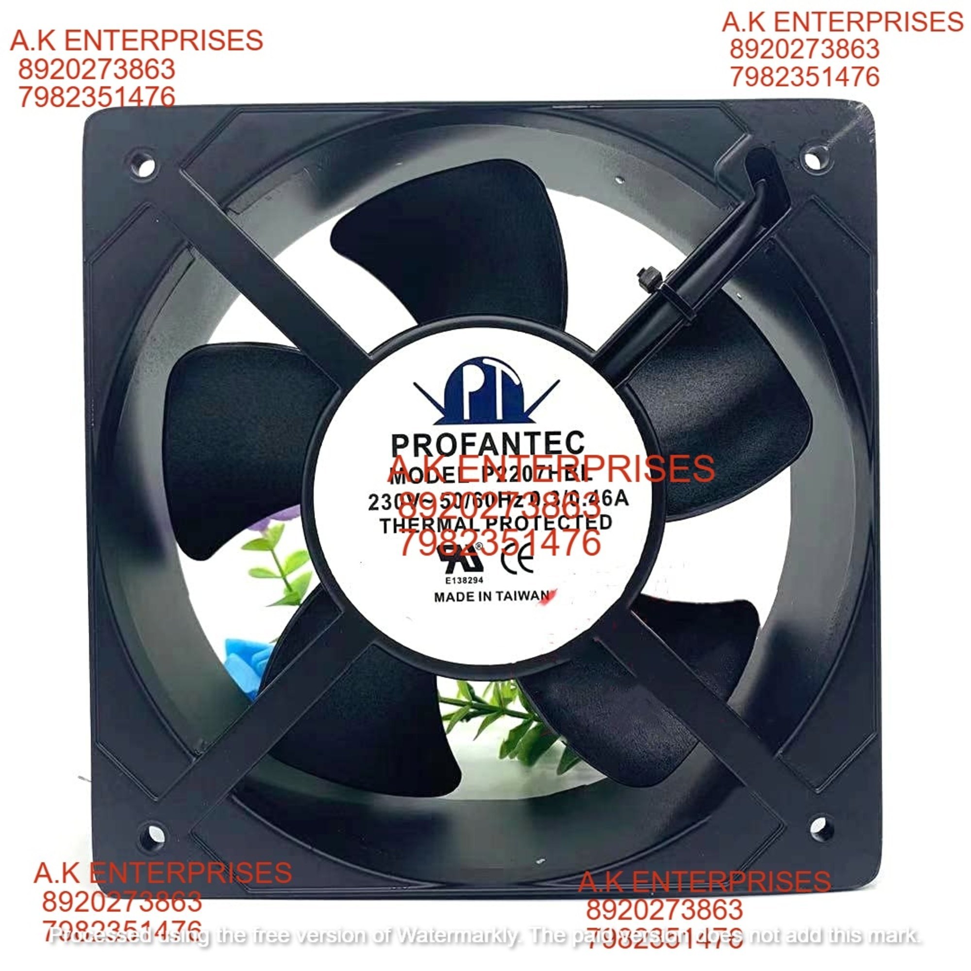 PROFANTEC P2207HBL Axial Fan 230V~50/60Hz 0.3/0.46A DC Brushless Air Cooling Fan 3200 RPM 205 * 205 * 72mm 2-Wire