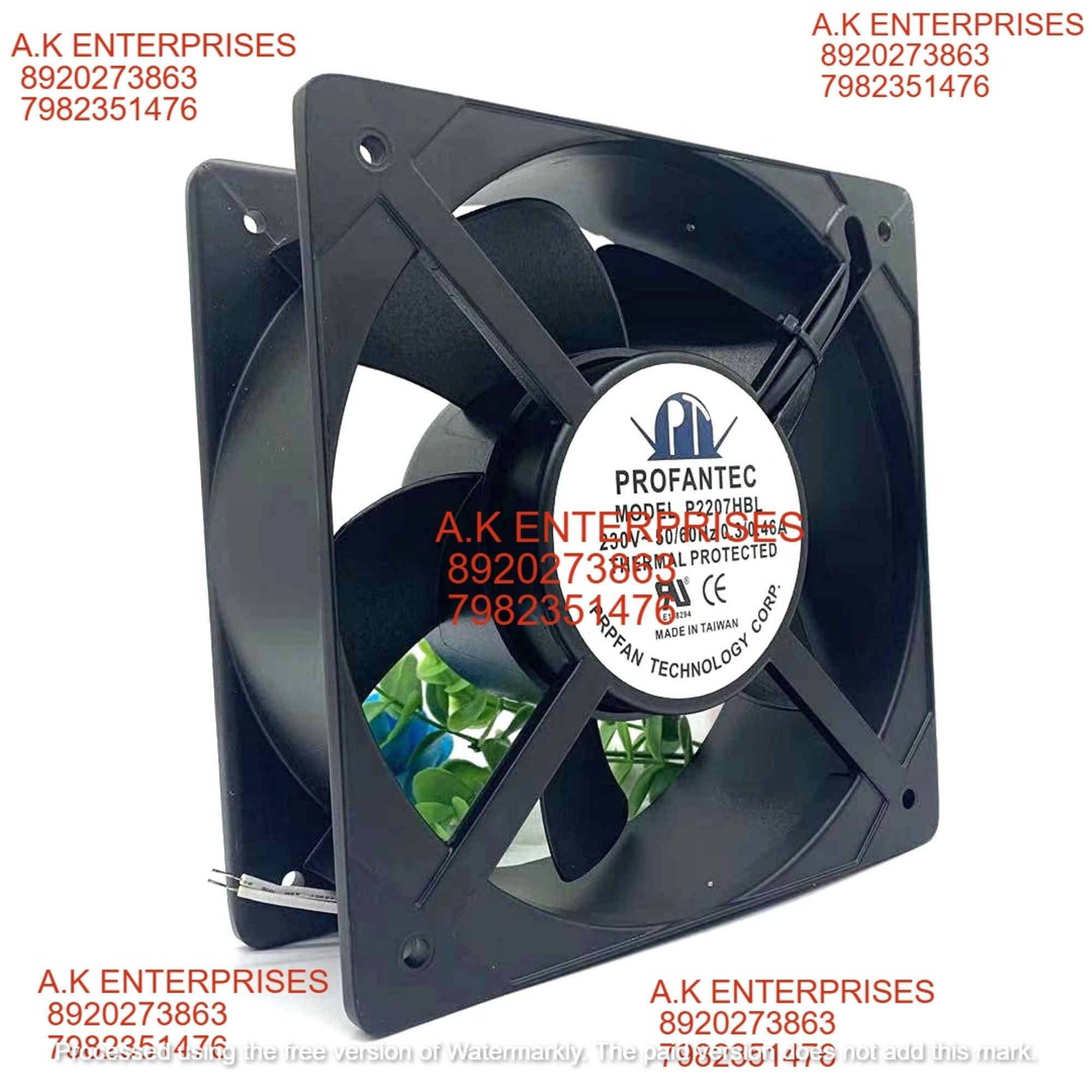 PROFANTEC P2207HBL Axial Fan 230V~50/60Hz 0.3/0.46A DC Brushless Air Cooling Fan 3200 RPM 205 * 205 * 72mm 2-Wire