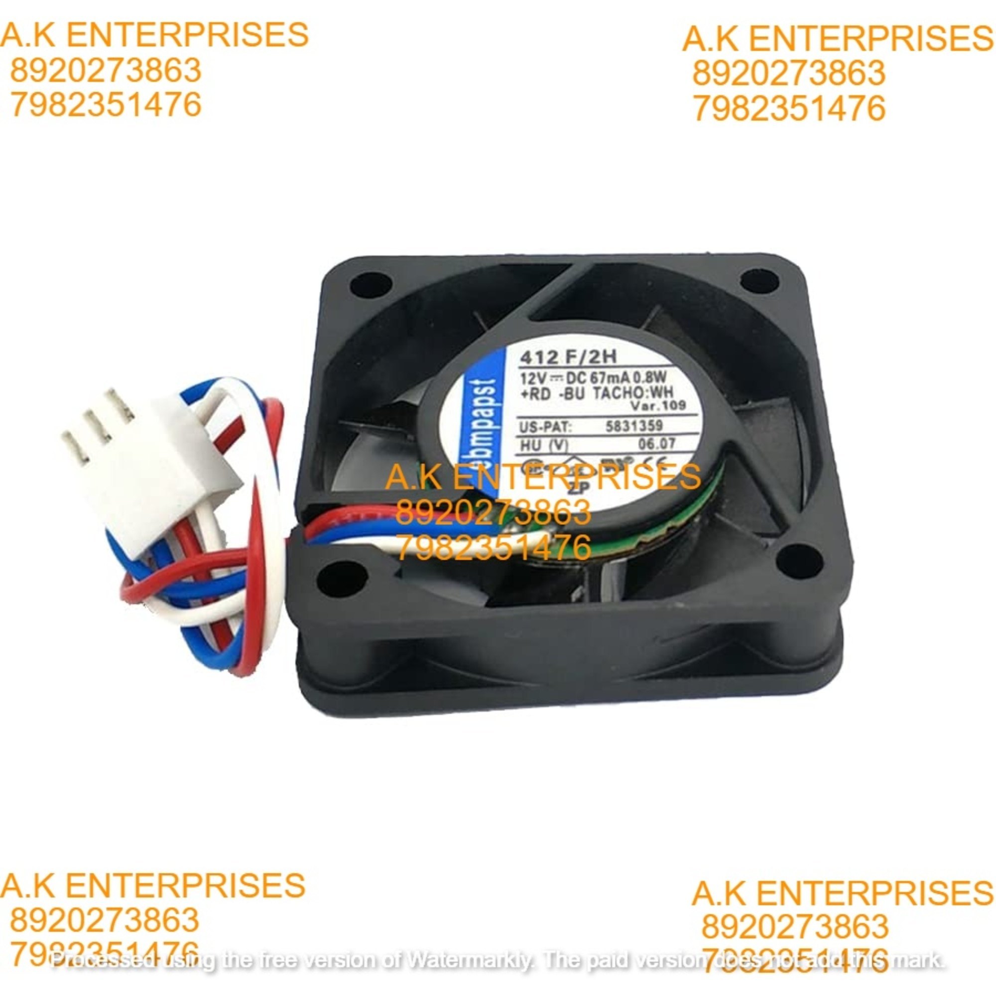 ebmpapst 412F/2H Axial Fan 12V-67mA 0.8W DC Brushless Air Cooling Fan 6000 RPM 40 * 40 * 10mm 3-Wire