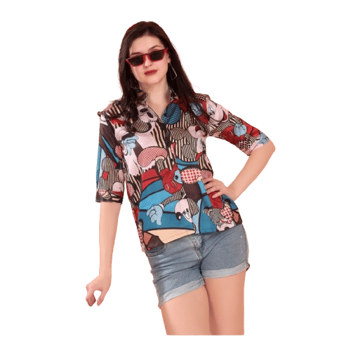 Krazy solid sateen printed shirts for women