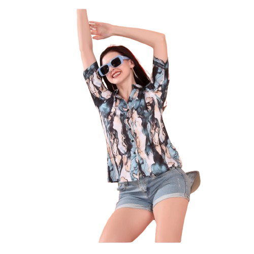Krazy solid sateen printed shirts for women