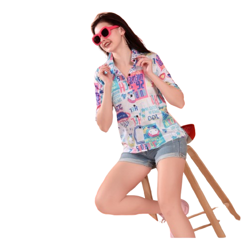 Krazy solid sateen printed shirts for women