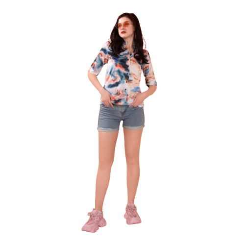 Krazy solid sateen printed shirts for women
